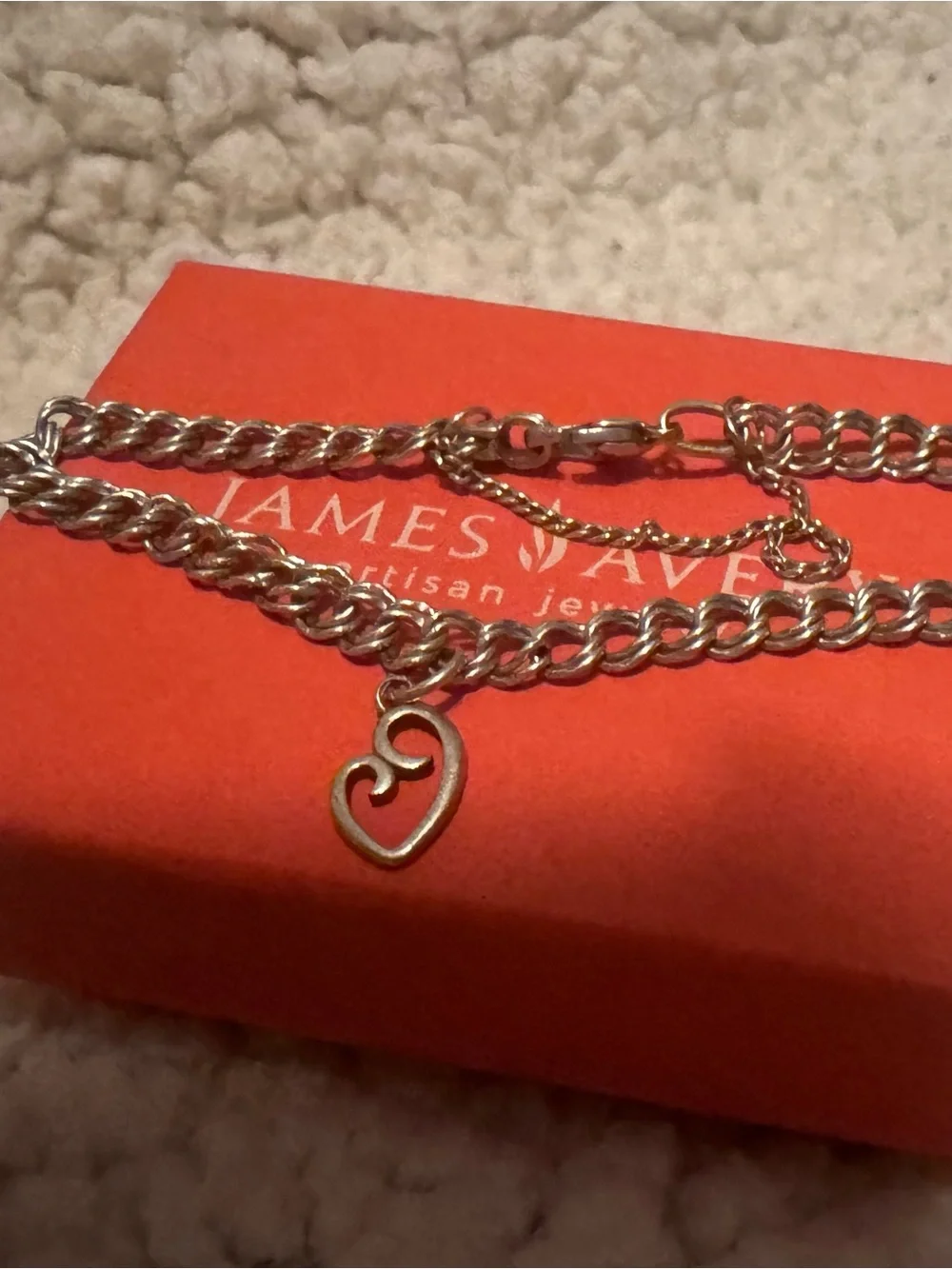 James Avery Silver Heart Charm Bracelet